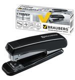 Степлер BRAUBERG "Nero", №24/6, до 20 л, пластиковый корпус, металлический механизм, черный, 222546