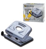 Дырокол BRAUBERG "Meister", металлический, средний, на 20 листов, серебристый, 224339