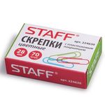 Скрепки STAFF, 28 мм, цветные, 70 шт., в картонной коробке, Россия, 224630
