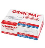 Скрепки ОФИСМАГ, 33 мм, никелированные, 100 шт., в картонной коробке, 225153