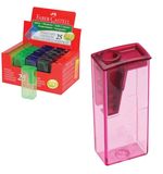 Точилка FABER-CASTELL (Германия), с контейнером, флуоресцентная ассорти (красная, синяя, желтая, зеленая, черная), 581525