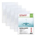 Папки-файлы перфорированные, А4, STAFF, комплект 100 шт., гладкие, 35 мкм, 226830