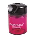 Точилка ОФИСМАГ с контейнером, пластиковая, цилиндрическая, красная, 226940