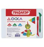 Доска для работы с пластилином А4, 280х200 мм, ПИФАГОР, белая, 2 стека, 227397