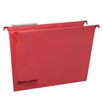 Подвесные папки картонные BRAUBERG(Италия), комплект 10 шт., 370х245 мм, 80 л., Foolscap, красные, 230 г/м2, табуляторы, 231796