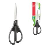 Ножницы MAPED (Франция) "Essentials Green", 210 мм, черные, эргономичные ручки, картонная упаковка с европодвесом, 468110