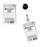 Бейдж BRAUBERG, 90х60 мм, вертикальный, с держателем-рулеткой 70 см, 235710