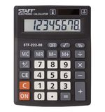 Калькулятор STAFF PLUS настольный STF-222, 8 разрядов, двойное питание, 138x103 мм, 250418