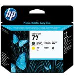 Головка печатающая для плоттера HP (C9384A) Designjet T610/795/1100 и др., №72, черная матовая и желтая, оригинальня
