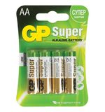 Батарейки GP (Джи-Пи) Alkaline AA (LR06, 15А), комплект 4 шт., в блистере, 1.5 В
