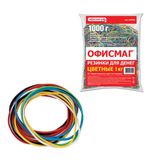 Резинки для денег ОФИСМАГ, 1000 г, цветные, натуральный каучук, 1800 шт. ± 5%, 440090