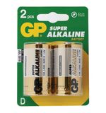 Батарейки GP (Джи-Пи) Alkaline D (LR20, 13А), комплект 2 шт., в блистере, 1.5 В