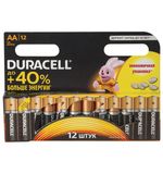 Батарейки DURACELL Basic, AA LR6, Alkaline, 12 шт., в блистере, 1,5 В