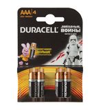 Батарейки DURACELL Basic, AAA LR3, Alkaline, 4 шт., в блистере, 1,5 В, MN 2400 AAA LR3