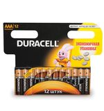 Батарейки DURACELL Basic, AAA LR3, Alkaline, 12 шт., в блистере, 1,5 В