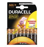 Батарейки DURACELL, Basic AAA LR03, Alkaline, 8 шт., в блистере, 1,5 В, 81267262