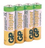 Батарейки GP Super, AA (LR06, 15А), алкалиновые, 4 шт., в пленке, 15ARS-2SB4
