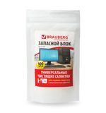 Чистящие салфетки для экранов и пластика (запасной блок) BRAUBERG, 100 шт., влажные, 511685
