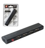 Хаб DEFENDER Quadro Promt, USB 2.0, 4 порта, порт для питания, черный, 83200