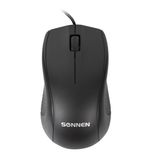 Мышь проводная SONNEN М-201, USB, 1000 dpi, 2 кнопки + колесо-кнопка, оптическая, черная, 512631