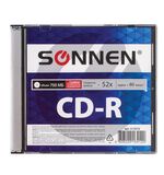 Диск CD-R SONNEN, 700 Mb, 52x, Slim Case (1 штука), 512572