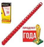Пружины пластиковые для переплета BRAUBERG, комплект 100 шт., 14 мм, для сшивания 81-100 листов, красные, 530920