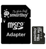 Карта памяти micro SDXC, 128 GB, SMARTBUY, UHS-1 U1, 80 Мб/сек. (class 10), с адаптером, SB128GBSDCL1001