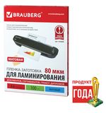 Пленки-заготовки для ламинирования BRAUBERG, комплект 100 шт., для формата А4, 80 мкм, матовые, 530896