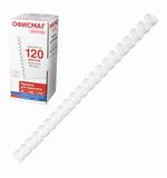 Пружины пластиковые для переплета ОФИСМАГ, комплект 100 шт., 16 мм, для сшивания 101-120 листов, белые, 531457