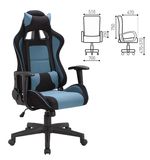 Кресло компьютерное BRABIX GT Racer GM-100, две подушки, ткань, черное/голубое, XXXXX