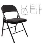 Стул складной для дома и офиса BRABIX Golf Plus CF-003 "Комфорт", черный каркас, кожзам черный, 531566