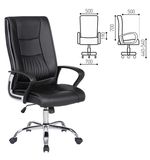 Кресло офисное BRABIX Forward EX-570, хром, экокожа, черное, XXXXXX