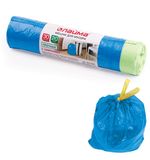 Мешки для мусора 30 л, завязки, синие, в рулоне 20 шт., ПНД, 12 мкм, 50х60 см (±5%), прочные, ЛАЙМА, 601395