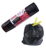 Мешки для мусора 60 л, завязки, черные, в рулоне 20 шт., ПНД, 15 мкм, 60х70 см (±5%), прочные, ОФИСМАГ, 601398