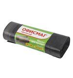 Мешки для мусора 30 л, завязки, черные, в рулоне 30 шт., ПНД, 10 мкм, 45х57 см (±5%), прочные, ОФИСМАГ, 601396