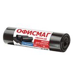 Мешки для мусора 60 л, черные, в рулоне 20 шт., ПНД, 12 мкм, 60х70 см (±5%), стандарт, ОФИСМАГ, 601383