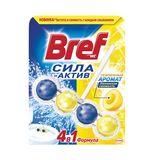 Освежитель WC (для туалета) твердый 50 г, BREF (Бреф) Сила-Актив, "Лимонная свежесть"