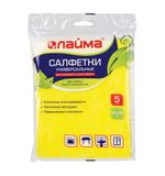 Салфетки универсальные, 30х38 см, комплект 5 шт., плотность 90 г/м2, вискоза, ЛАЙМА, 601562