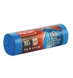 Мешки для мусора 160 л, синие, в рулоне 10 шт., ПВД, 21 мкм, 120х87 см, PACLAN "Big&Strong", 402001