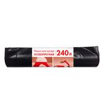 Мешки для мусора 240 л, черные, в рулоне 10 шт., ПВД, 100 мкм, 90х135 см, особо прочные, КОНЦЕПЦИЯ БЫТА, 3170