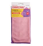 Салфетки универсальные из микрофибры ОФИСМАГ, комплект 2 шт., 25х25 см, фиолетовая + розовая, 603941