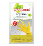 Перчатки хозяйственные латексные ЛЮБАША "Эконом", с х/б напылением, рифленая ладонь, размер L (большой), 603785