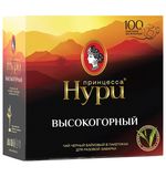 Чай ПРИНЦЕССА НУРИ "Высокогорный", черный, 100 пакетиков по 2 г, 0201-18-А6