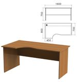 Стол письменный эргономичный "Монолит", 1600х900х750 мм, левый, цвет орех гварнери, СМ7.3