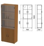 Шкаф закрытый со стеклом "Канц", 700х350х1830 мм, цвет орех пирамидальный (КОМПЛЕКТ)