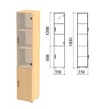 Шкаф закрытый со стеклом "Канц", 350х350х1830 мм, цвет бук невский (КОМПЛЕКТ)