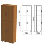 Шкаф закрытый "Монолит", 740х390х2050 мм, цвет орех гварнери (КОМПЛЕКТ)