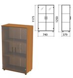 Шкаф закрытый со стеклом "Монолит", 740х390х1250 мм, цвет орех гварнери (КОМПЛЕКТ)