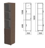 Шкаф закрытый со стеклом "Канц", 350х350х1830 мм, цвет венге (КОМПЛЕКТ)