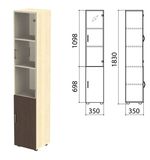 Шкаф закрытый со стеклом "Канц", 350х350х1830 мм, цвет дуб молочный/венге (КОМПЛЕКТ)